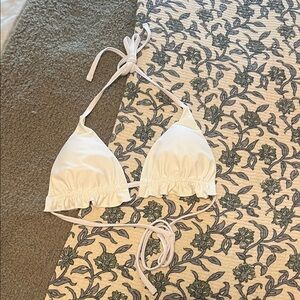 SHEIN White Ruffle Triangle Bikini Top